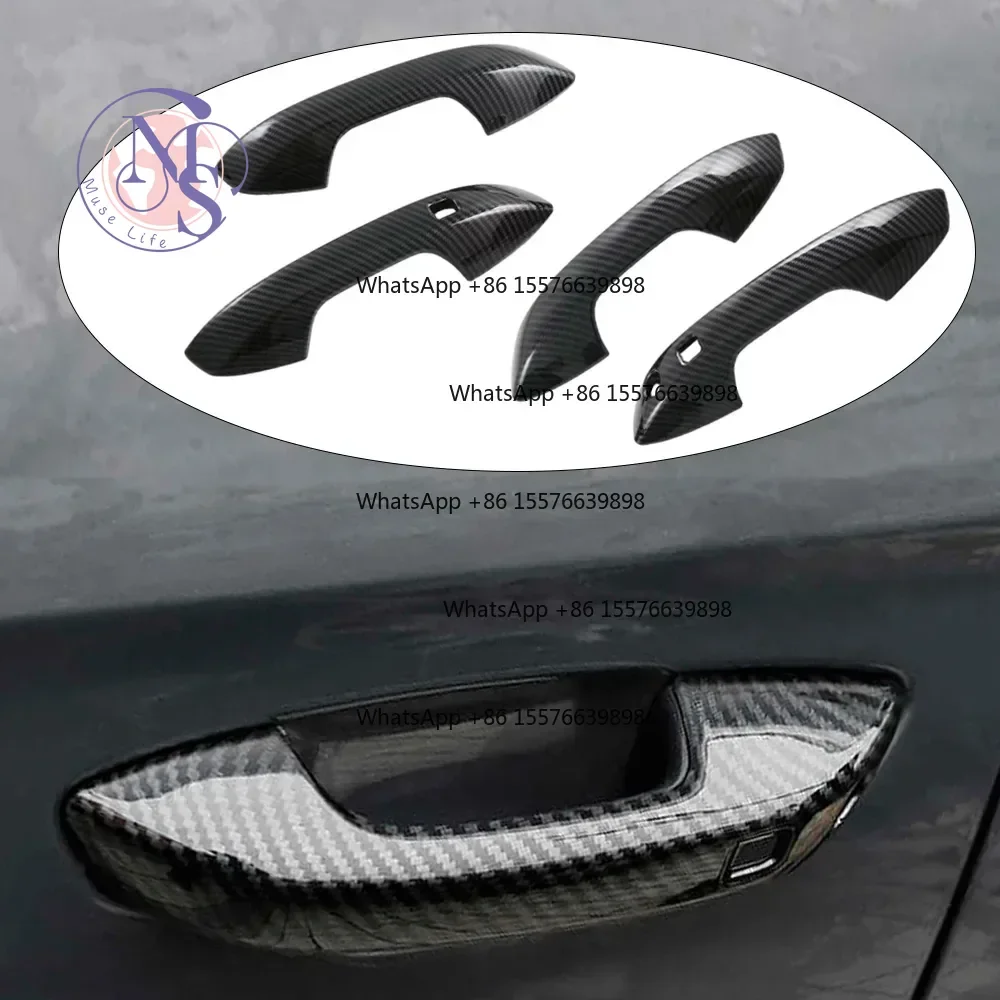 ZOCI-FOR- 4Pcs Carbon Fiber Black Door Handle Trim Cover For BYD Song Plus DM-i EV Seal U Sealion 6 2023-2025 LHD