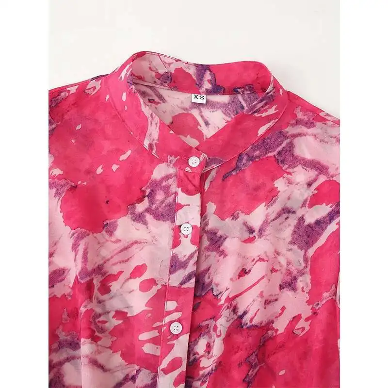 BabYoung Frühling 2025, Damen-Knopf vorne mit Gürteldruck, langes Hemd, Kleider, Stehkragen, A-E, schlank, Chiffon, Maxi, Vestidos