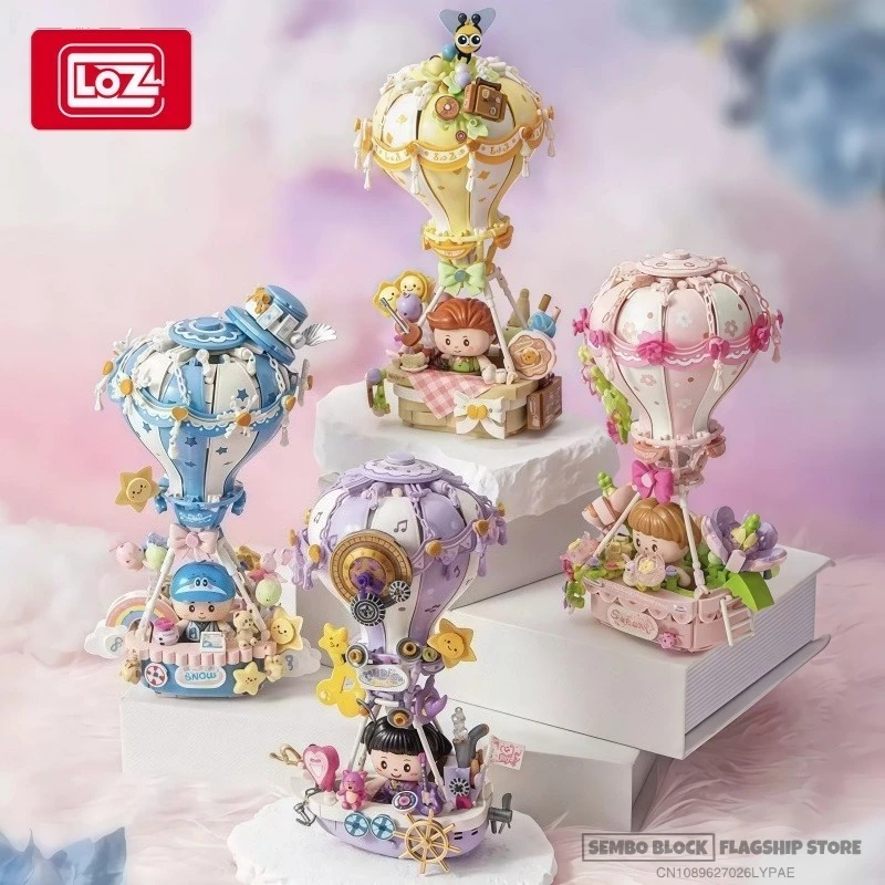 

Cherry Blossom Hot Air Balloon Assembling Building Blocks Cartoon Model Desktop Collectible Ornaments Children's Christmas Gifts