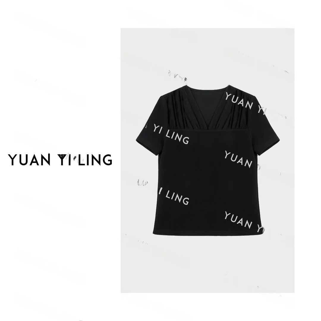 

Женский топ с V-образным вырезом и коротким рукавом от Yuan Ling Dr Series: легкий, элегантный дизайн, весна 2026, модный стиль Ханьфу