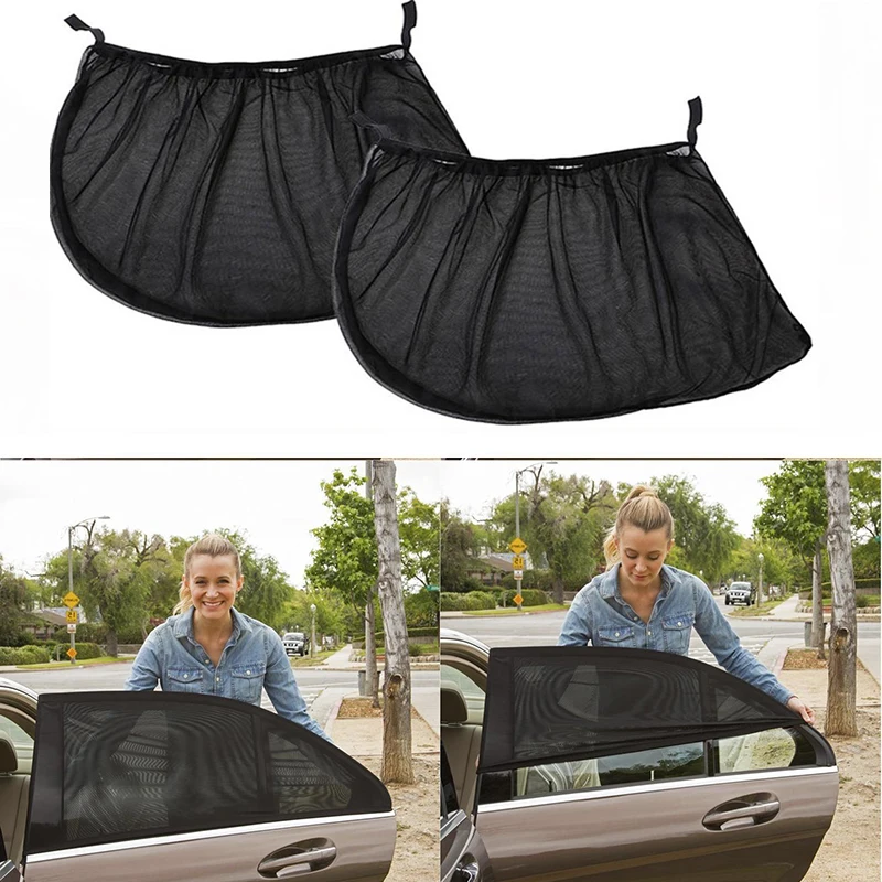 4pcs Car Front & Rear Side Window Sun Visor Shade Mesh Cover Sunshade Insulation Anti-mosquito Fabric Shield UV Protector