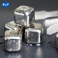 KLP Stainless steel ice cubes, reusable whiskey rocks for cooling drinks, wine, beer and other beverages