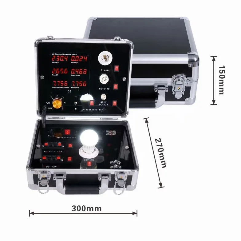 

Test box, small portable led lamp, current, voltage, power, annual power consumption tester