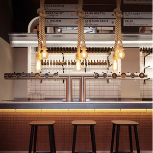 Đèn lơ lửng với dây gai dầu cổ điển, gác xép/phòng khách/quầy bar, đèn treo công nghiệp E27 10 Đèn chùm mặt dây retro bán hàng chính - №10