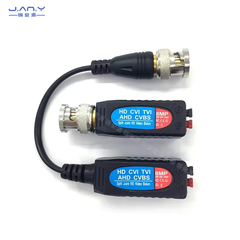 8mp coaxial HD twisted pair transmitter crimping connection to BNC terminal monitoring video HD Balun