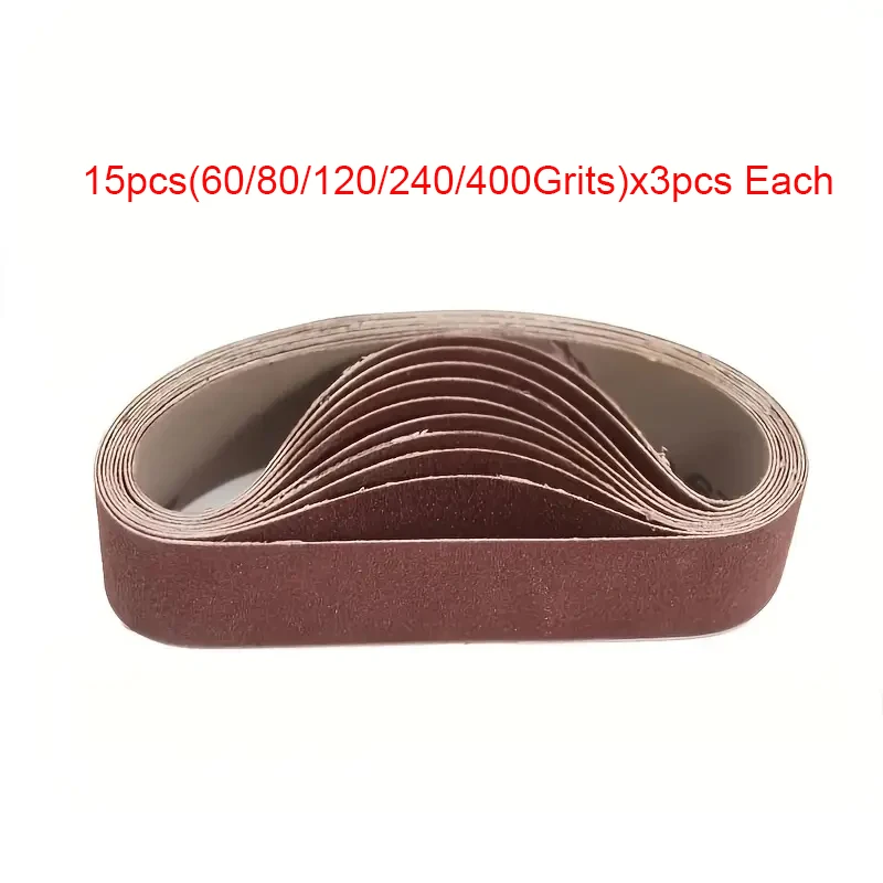 

15Pcs 30 X 330 mm abrasive belt - 60/80/120/240/400 grain size - for sanding, filing, grinding and deburring