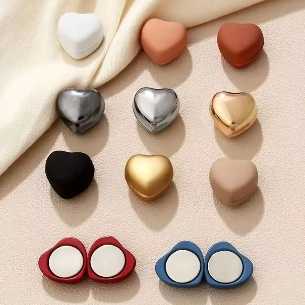 Super Strong Magnetic Magnetic Scarf Brooch Heart-Shaped Multi-Color Detachable Hijab Clip Luxury Brooches No Hole Pins