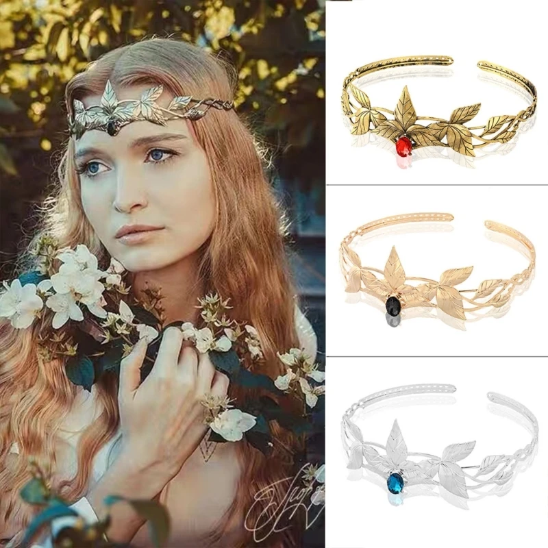 

Greek Bride Wedding Headband Queen Model Show with Leaves Headband M6CD