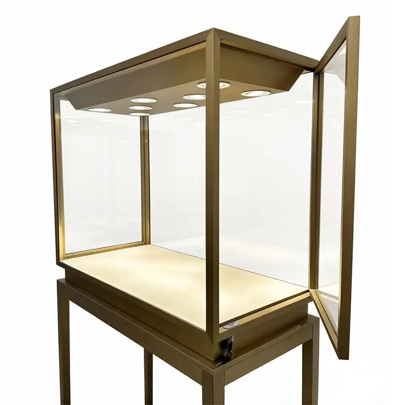 High cabinet jewelry pendant display vertical cabinet stainless steel glass display cabinet