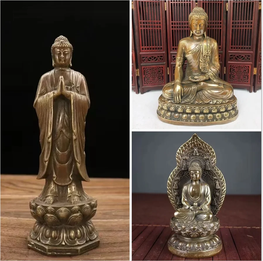 Buddha Statue Large Thai Metal Decorative Buddha Statue Buddhist Hindu Feng Shui Statue Meditation Home Bronze Decorative Crafts