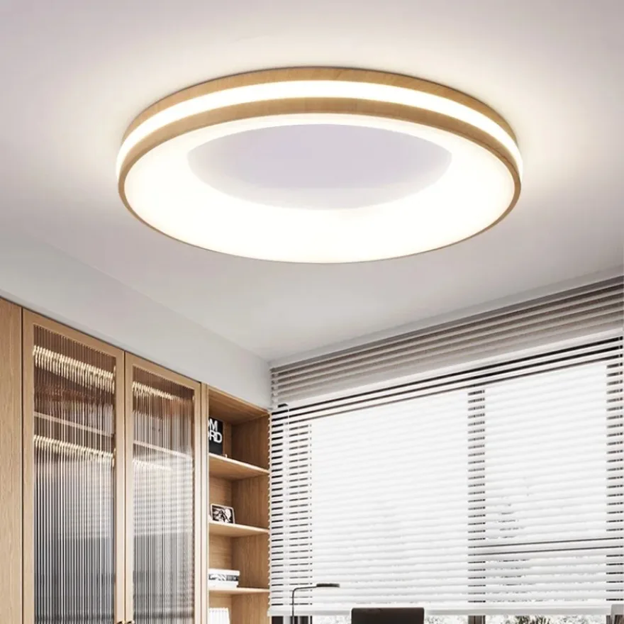 الشمال الخشب الحبوب LED ضوء السقف عكس الضوء غرفة المعيشة غرفة نوم دراسة المطبخ غرفة الطعام ديكور المنزل مصباح السقف الدائري