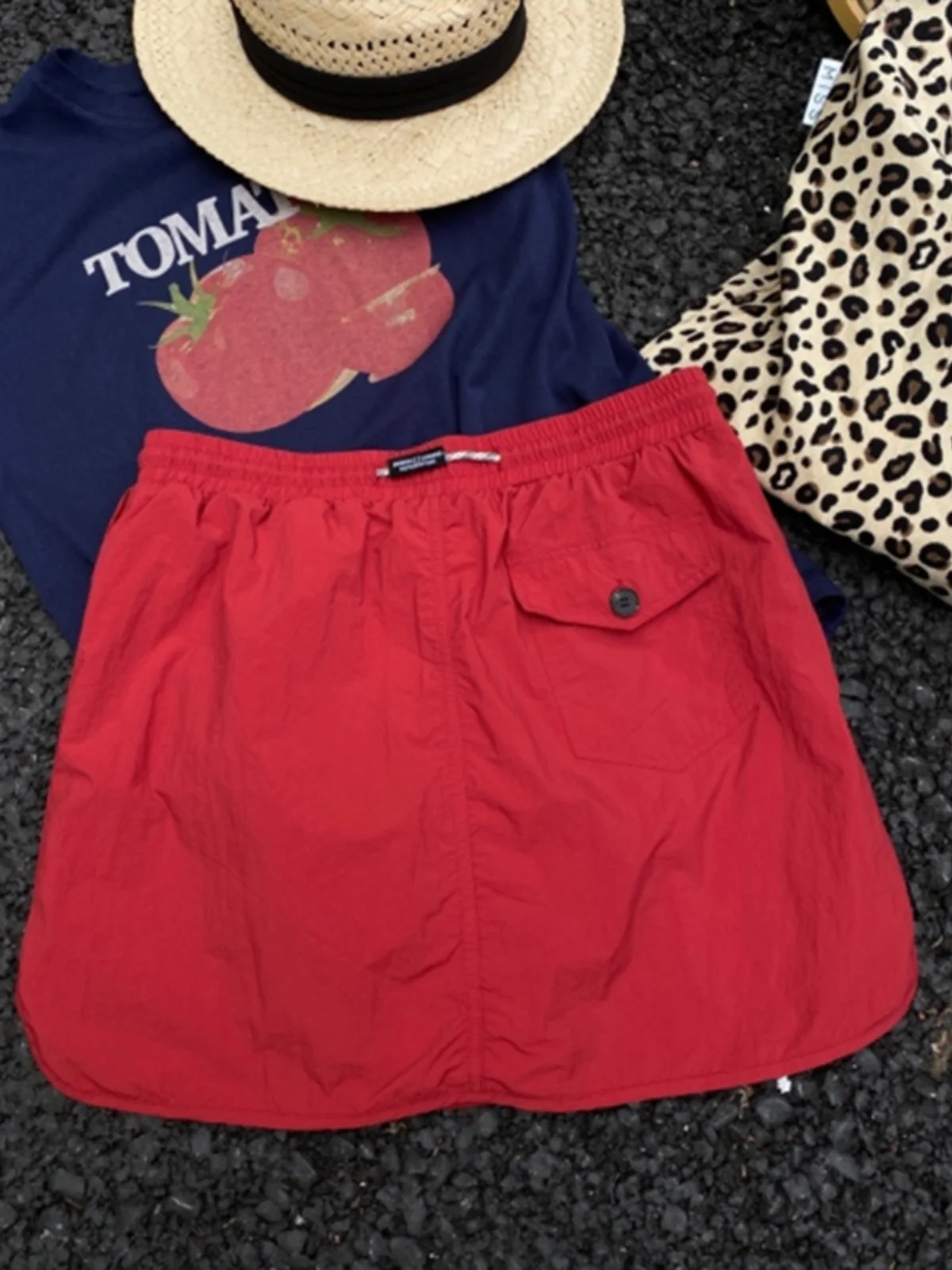 High Waist Loose A-Line Skirt for plus Size Women Summer New Style Sports Casual Drawstring Versatile Half-length Skirt