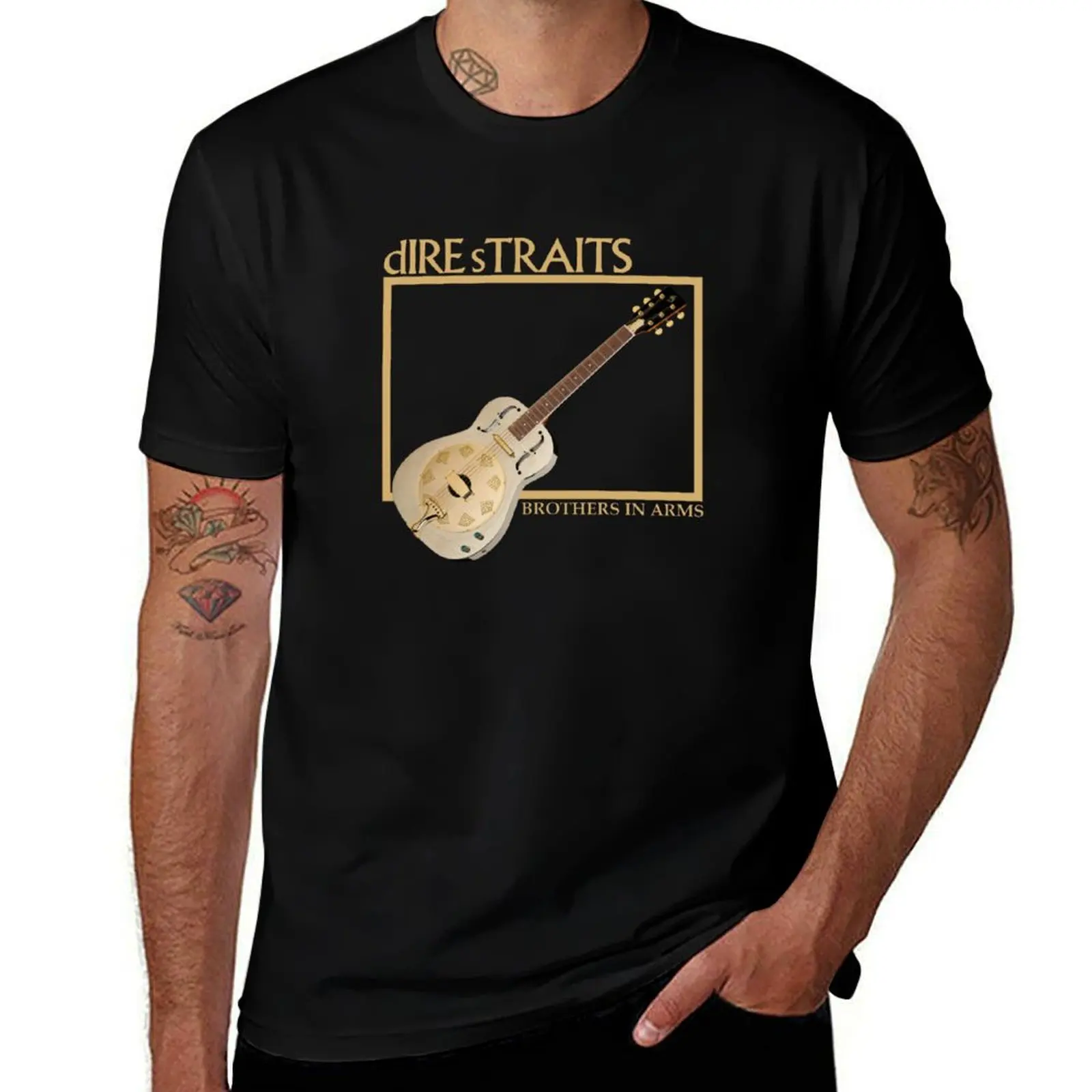 

Dire Straits Guitar T-Shirt cotton tshirt 100% t shirts for man slim fit man t shirt heavy cotton T-Shirt
