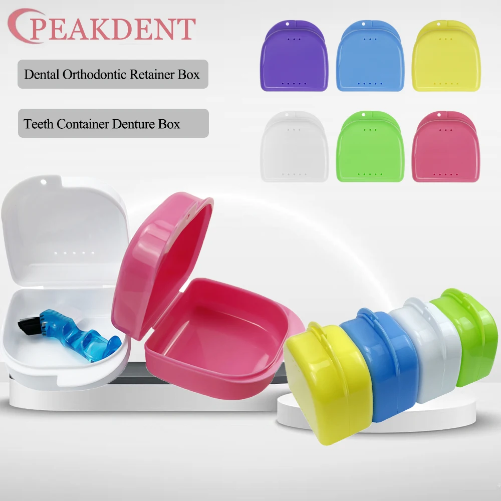 

10Pcs Denture Tray Box Protective Case Vent Holes False Teeth Retainer Box Dental Orthodontic Braces Retainer Case Denture Box