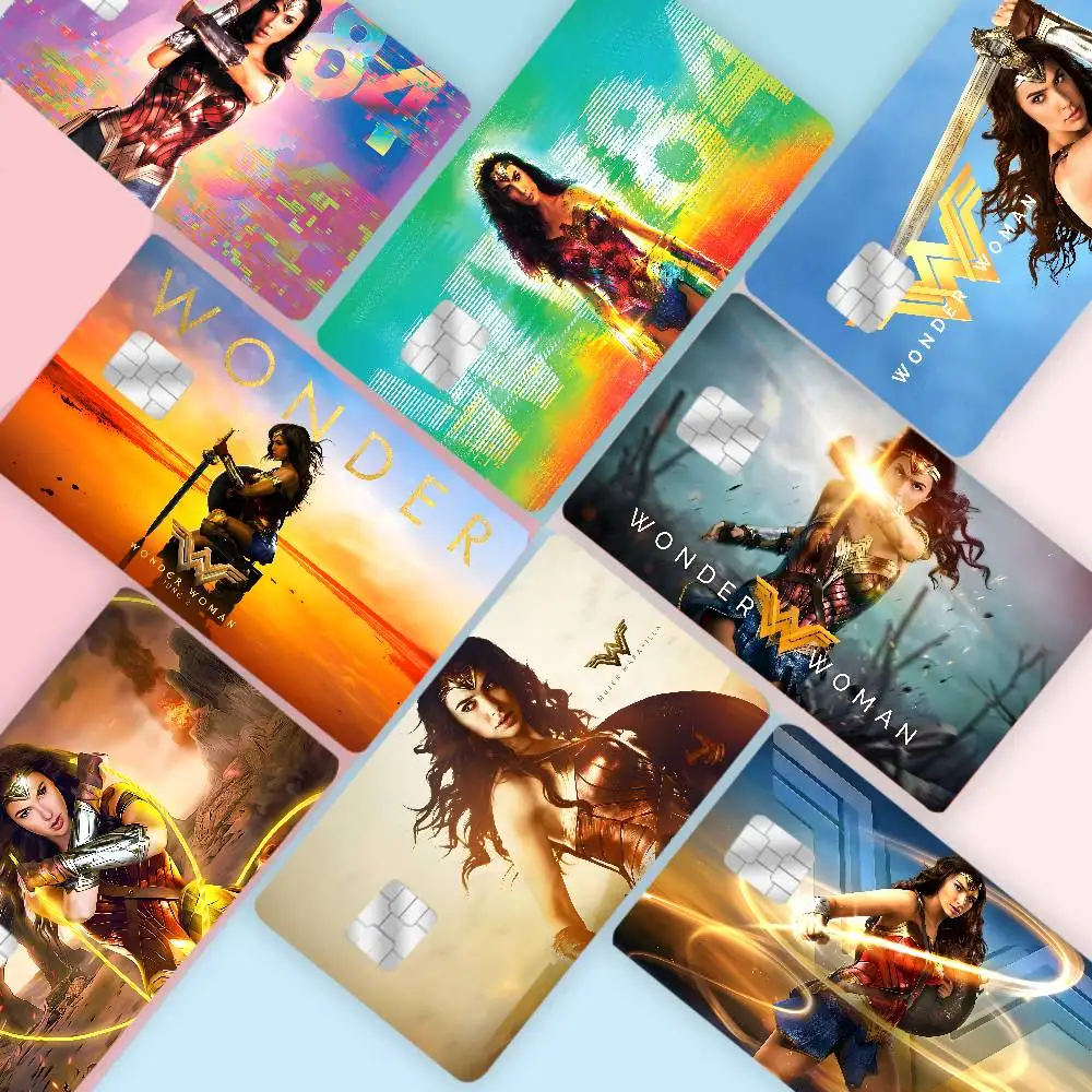 W-Wonder Woman Film Anmie Sticker Film Skin Cover For Credit Card Debit Bank Card Front
