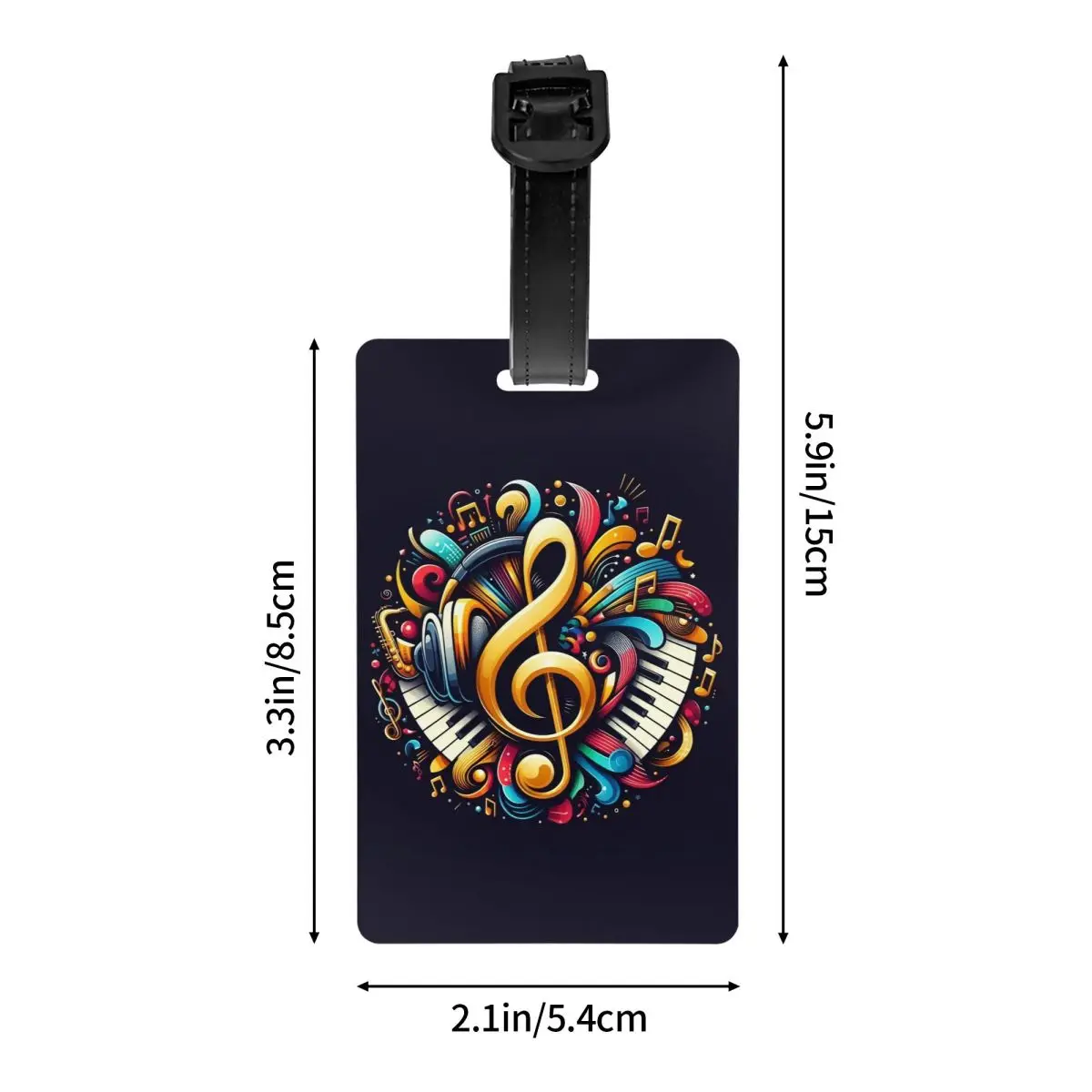 Custom PPiano Keyboard Musical Notes Luggage Tag for Suitcases Cute Baggage Tags Privacy Cover Name ID Card