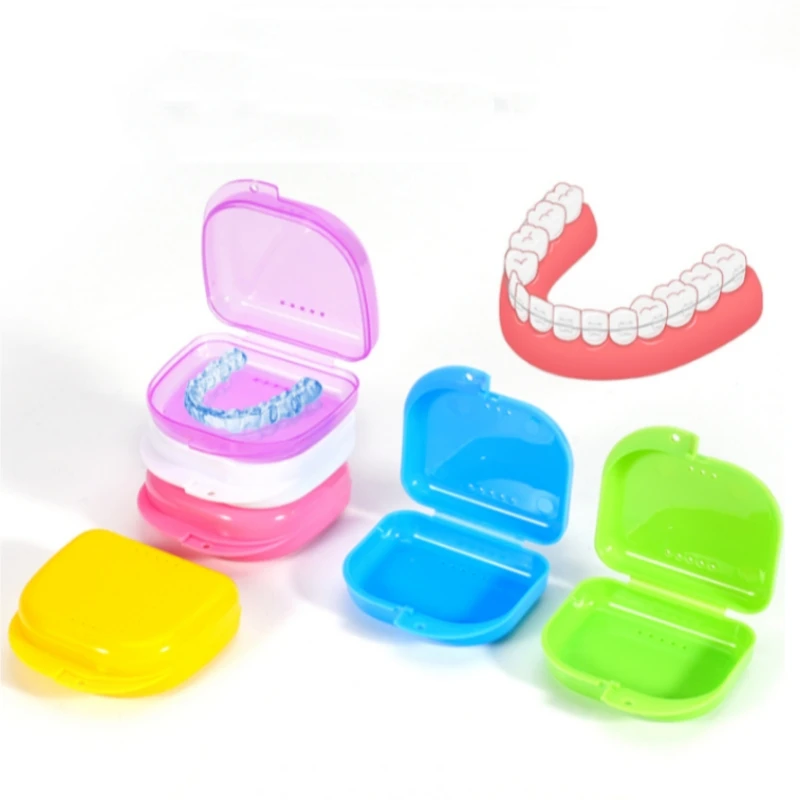20pcs Denture Tray Box Dental Orthodontic Braces Retainer Case Plastic Teeth Container Denture Box False Teeth Protective Case
