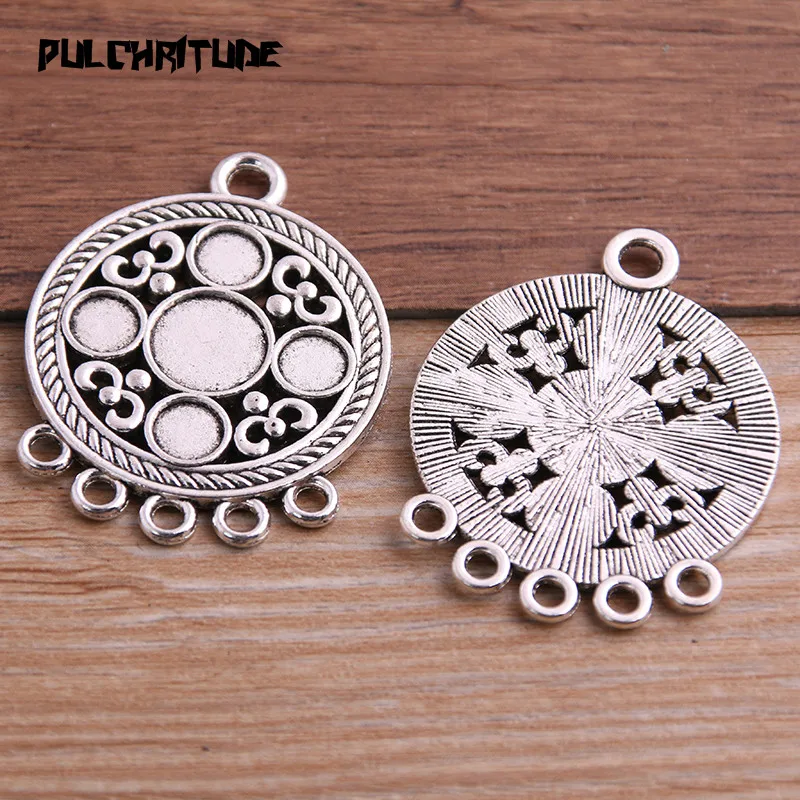 2pcs 32*41mm Two Color Zinc Alloy Necklace Charm Jewelry DIY Hollow Simple Round Connector Pendant Necklace