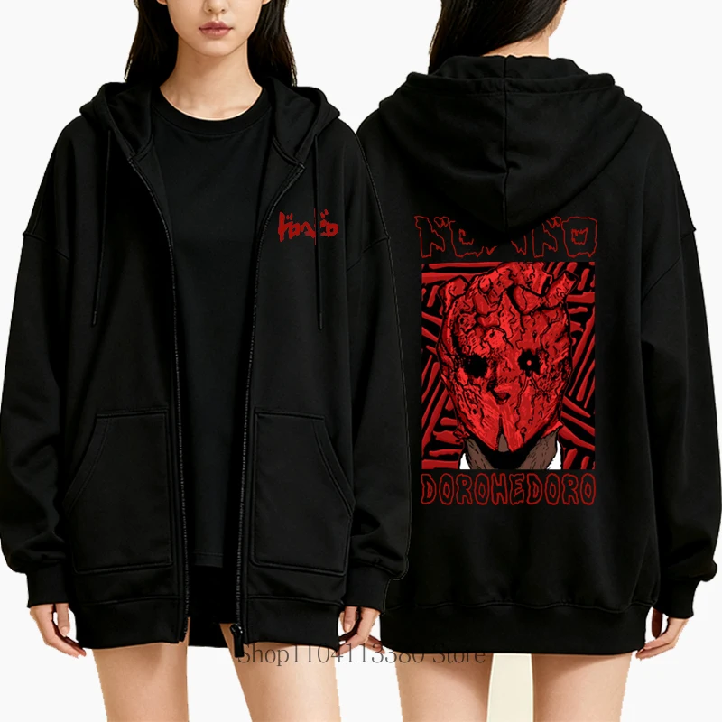 日本のアニメヴィンテージジッパーパーカー男性女性ゴシックホラーオーバーサイズスウェットシャツ秋冬長袖フリースジップアップパーカー