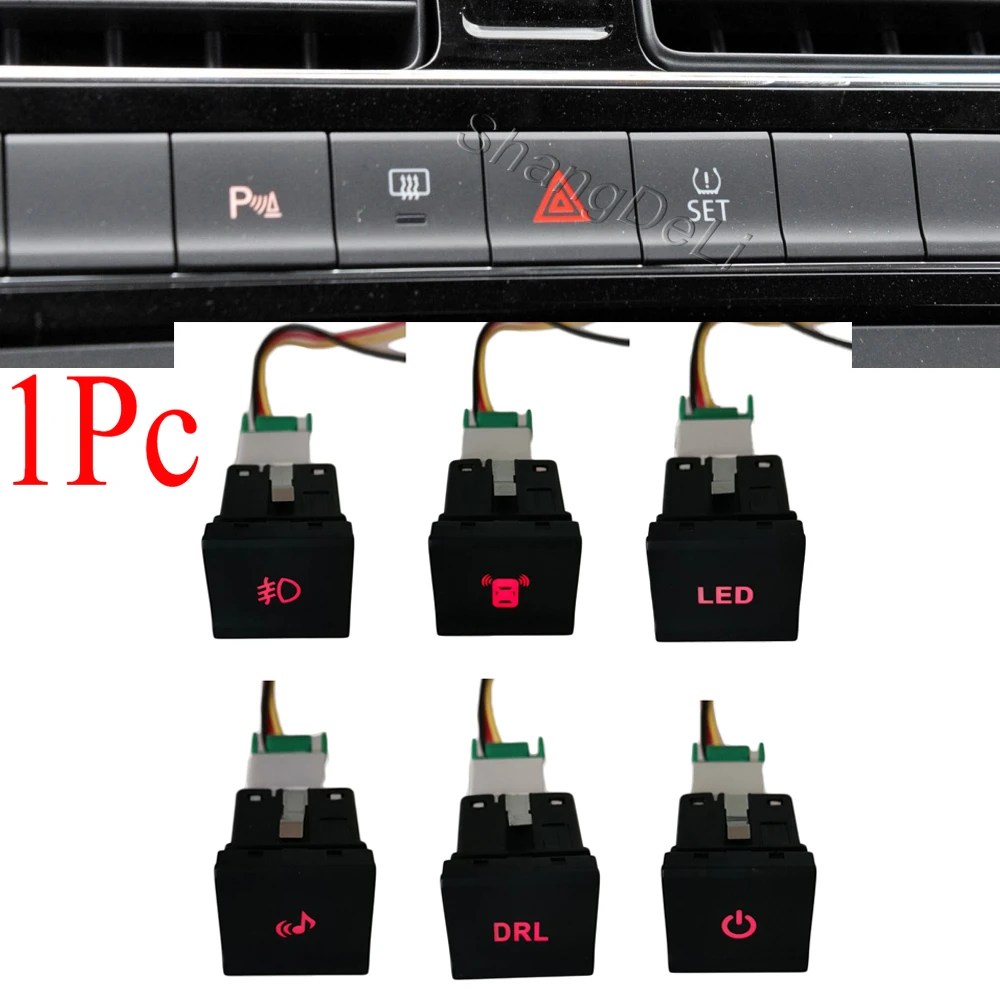 

Car red front fog lights SPORT garage steering wheel heating exhaust switch for Volkswagen polo 6C 2014 2015 2016 auto parts