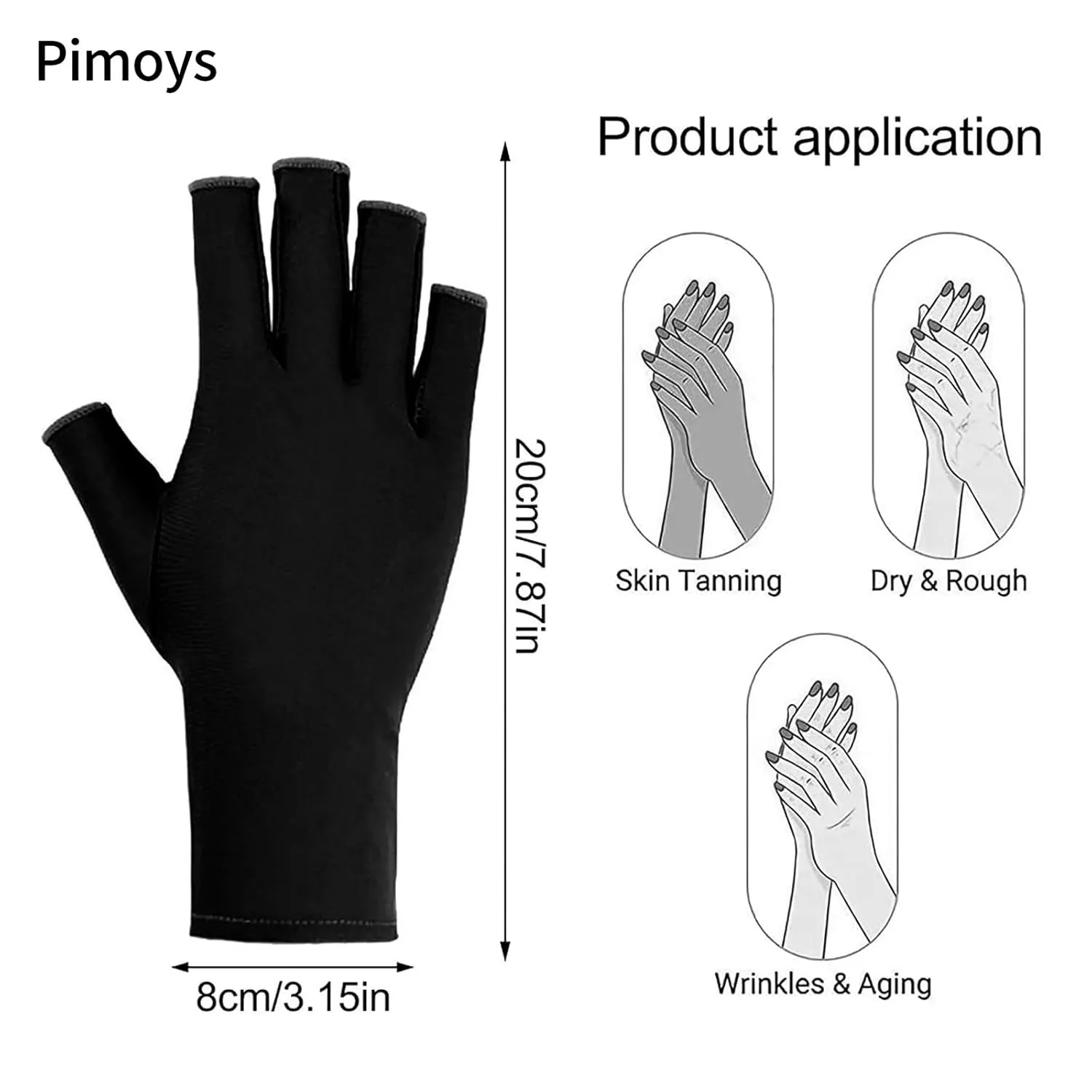 Anti-UV Gloves for Nail Lamp, Professional UPF50+ UV Protection Glove for Manicures, Art Skin Care Fingerless, Women Men
