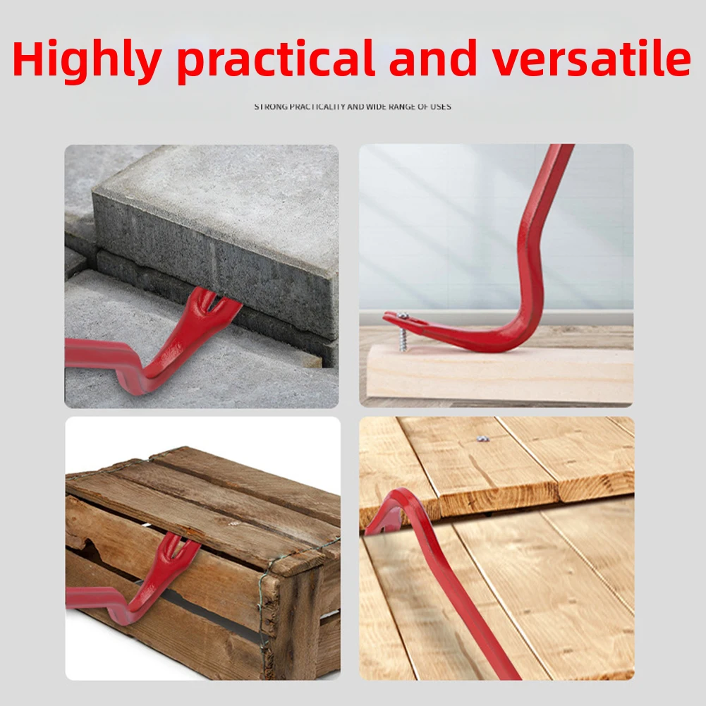 Compact Angled Wrecking Bar for Efficient Nail Removal and Board Separation with Construction and Grip Support