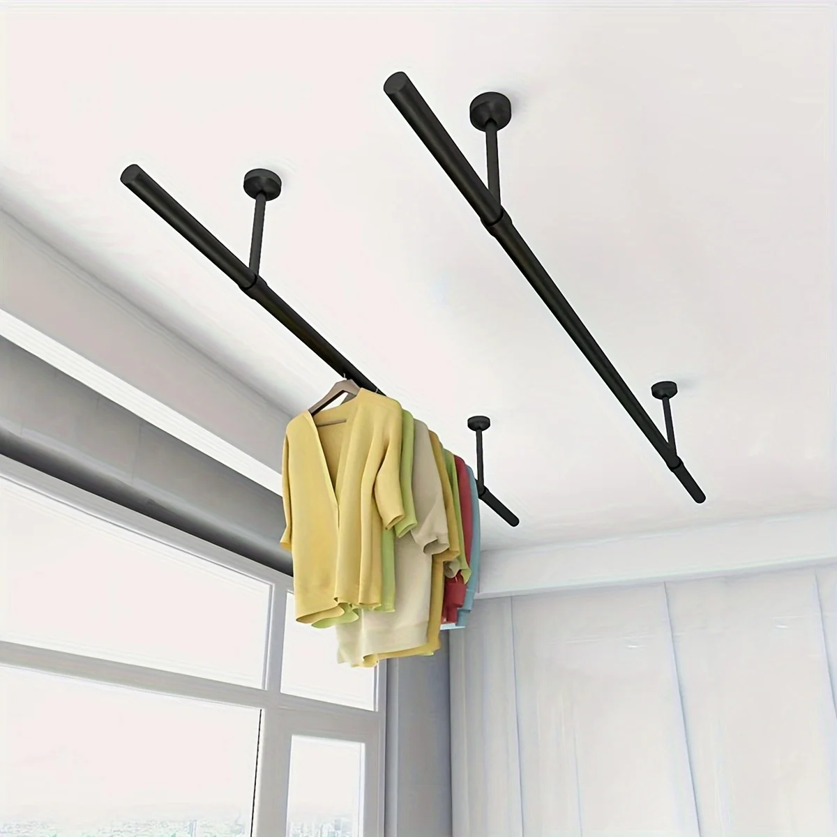 

1pc Multifunctional Interlocking Clothes Drying Rack - Clothes Drying Rod, Detachable, Multiple Installation Methods homes