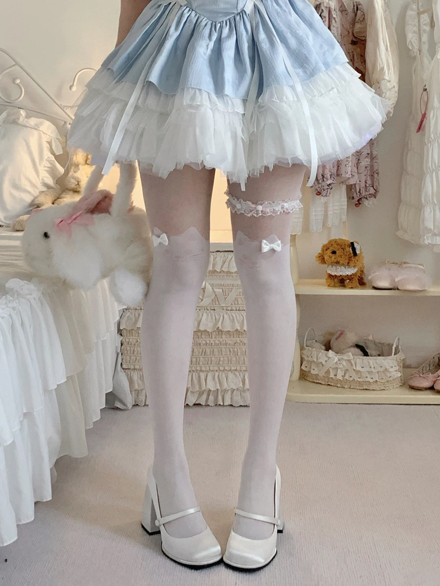 Kitten stockings women's spring and autumn bare-leg fake calf artifact jk socks summer thin fake two-piece knee socks