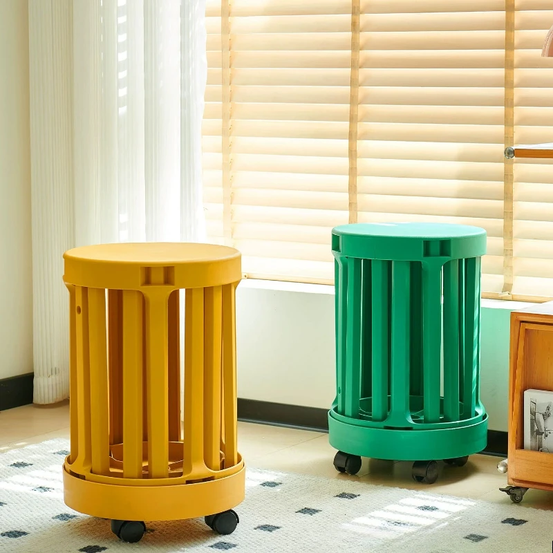 Nordic Round Plastic Stool Creative Luxury Dining Seat Home Living Room Coffee Table Space-saving Multifunctional Kitchen Stool