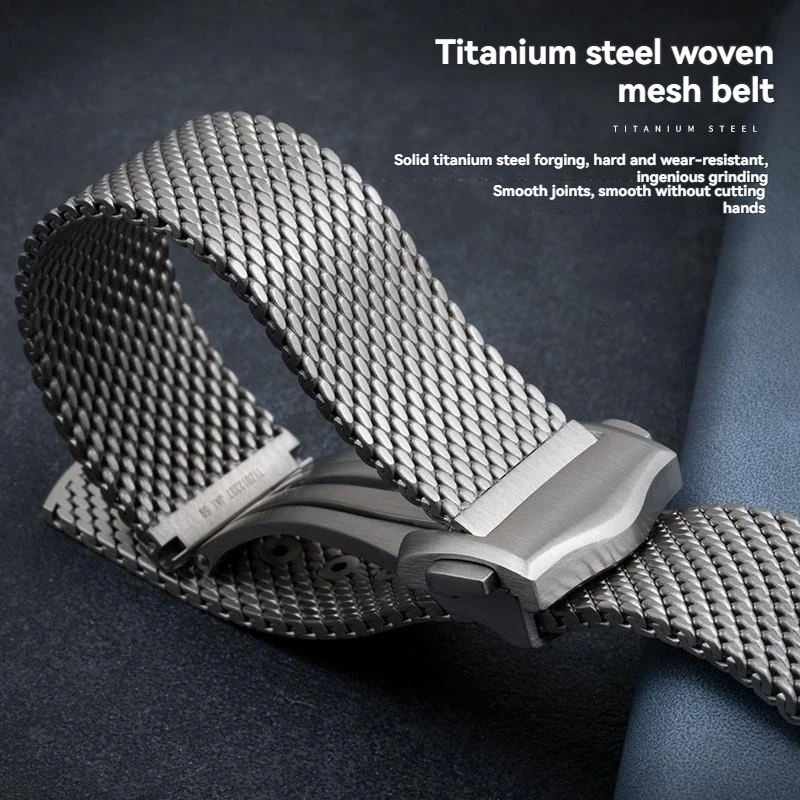 حزام ساعة ميلانيزي من التيتانيوم لأوميغا AT150 سيماستر 300 سبيدماستر 007 لا وقت الموت للرجال 20 ملم مع مشبك قابل للطي #2