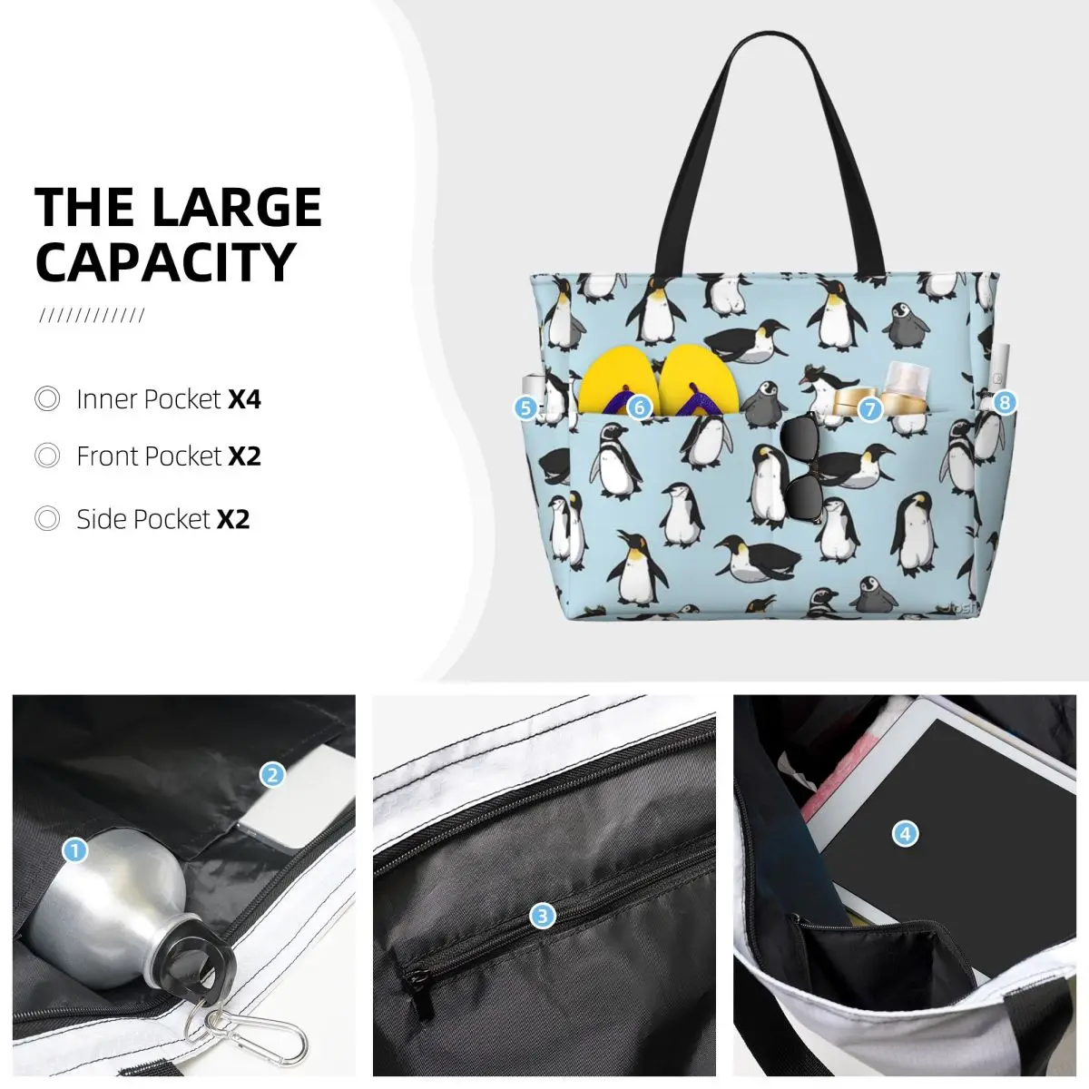 Simpatica borsa da viaggio da spiaggia pinguino, borsa Shopping alla moda regalo di compleanno quotidiano modello Multi-stile