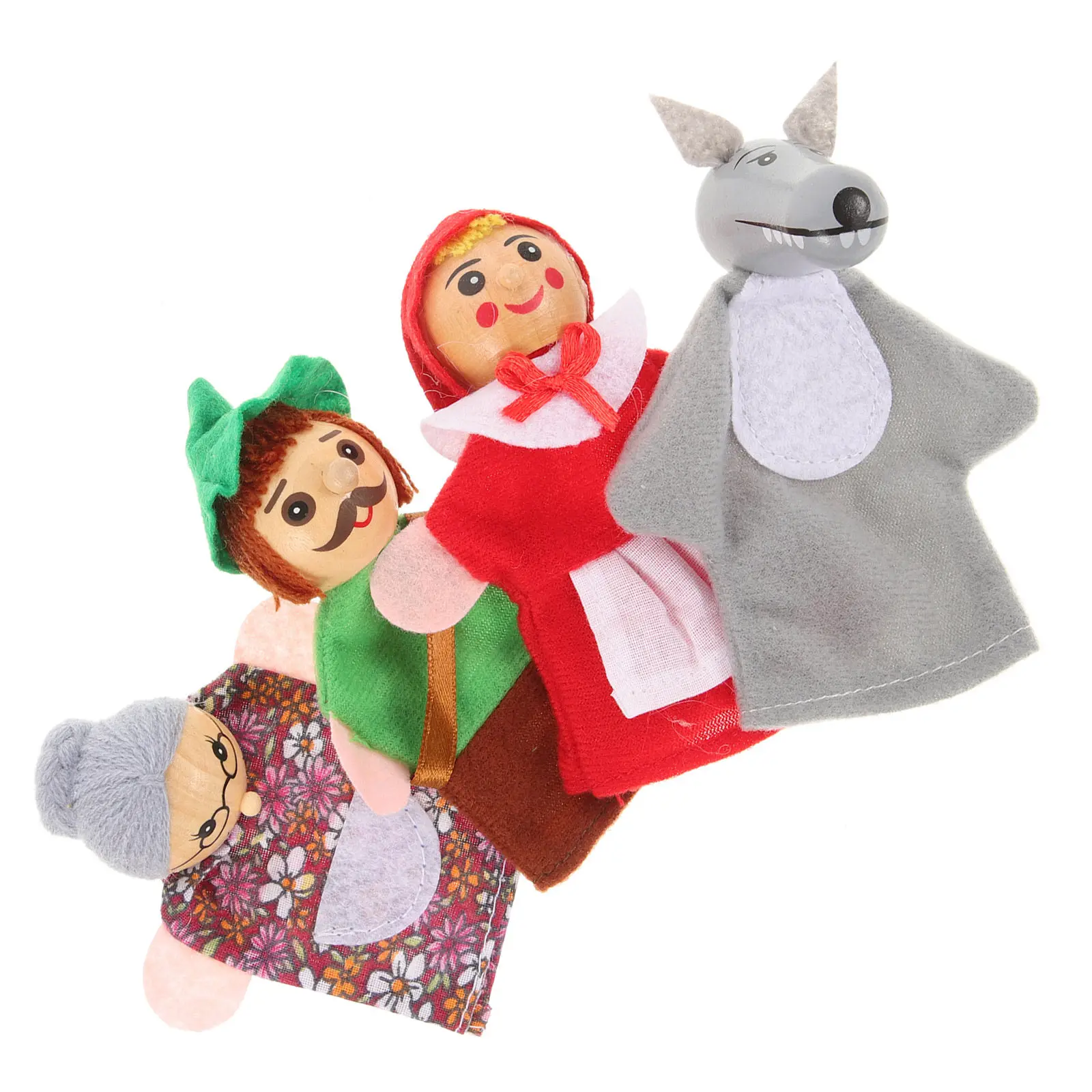 

4Pcs Wooden Animal Finger Puppets Adorable Colorful Hand Puppets for Kids Toddlers Storytelling Pretend Play Parent Child Game