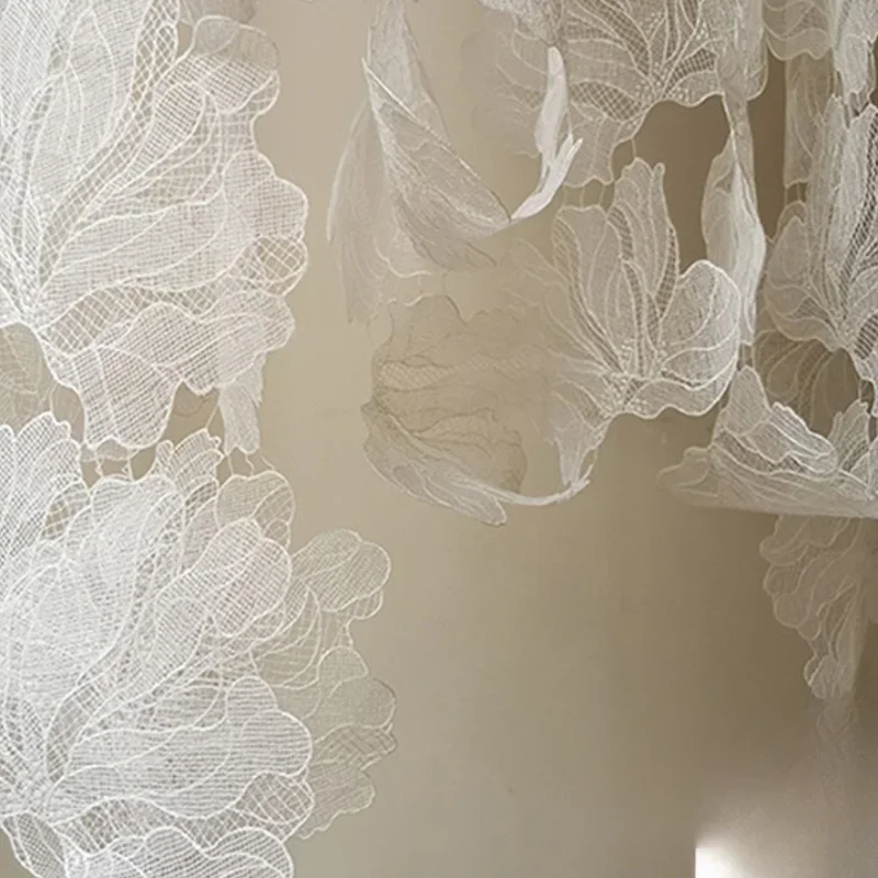 Lace Woven Ribbon Embroidered with Flower Clusters White Lace with Fairy Charm Court Style/forest Style Designer Accessories