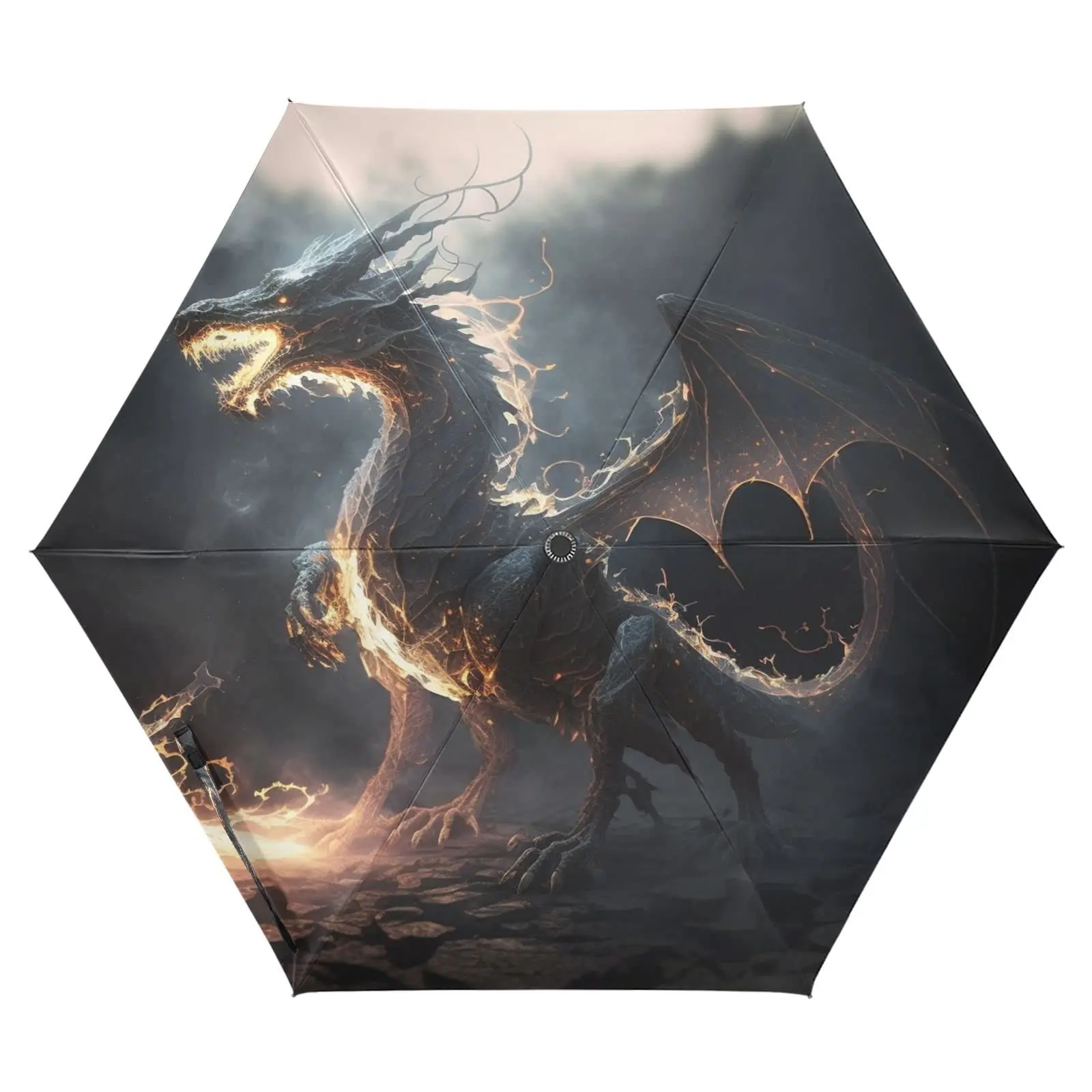 Flying Dragon Rain Umbrellas Western Magical Creatures Windproof Folding Travel Umbrella Portable Umbrella for Adults Teens Boys