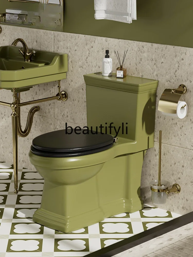 Grass green retro toilet American bathroom siphon toilet individuality creativity classical