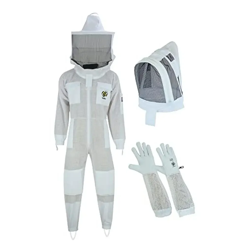 

Beekeeper Suit 3 Layer Sting Proof Ultra Breeze Men's Bee Protection Premium Design Detachable Veils Hornet Proof Weather