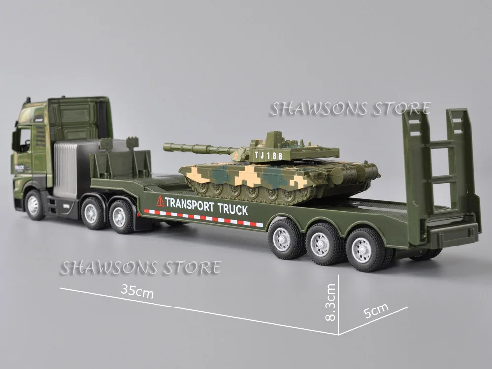 1:50 Diecast Model Transport Truck Toy Tractor and Flatbed Semi-Trailer With Tank Miniature Replica