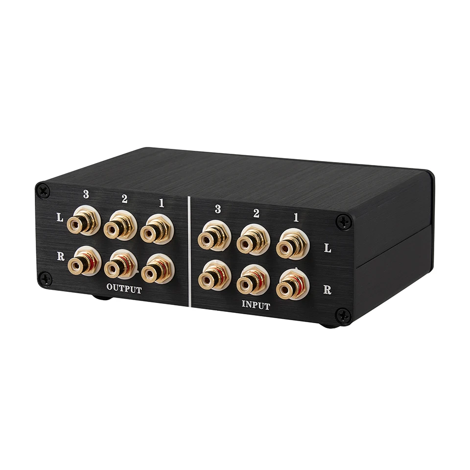 2-Way Stereo RCA Audio Switch Box Selector for Amplifier, HiFi, Home Theater, 4-in 1-out, 3-in 3-out Signal Source Switcher