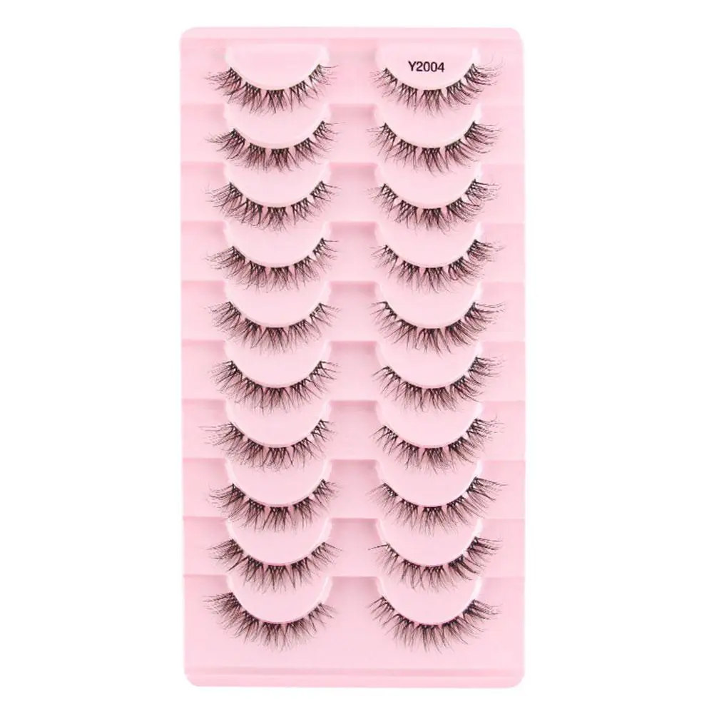 YSDO-Natural Mink Lashes, Macio, Metade, Falso 3D, Fofo, Mink Cílios, Ferramentas de Maquiagem, Curto, Alta Qualidade, M2, P6, 10 Pares