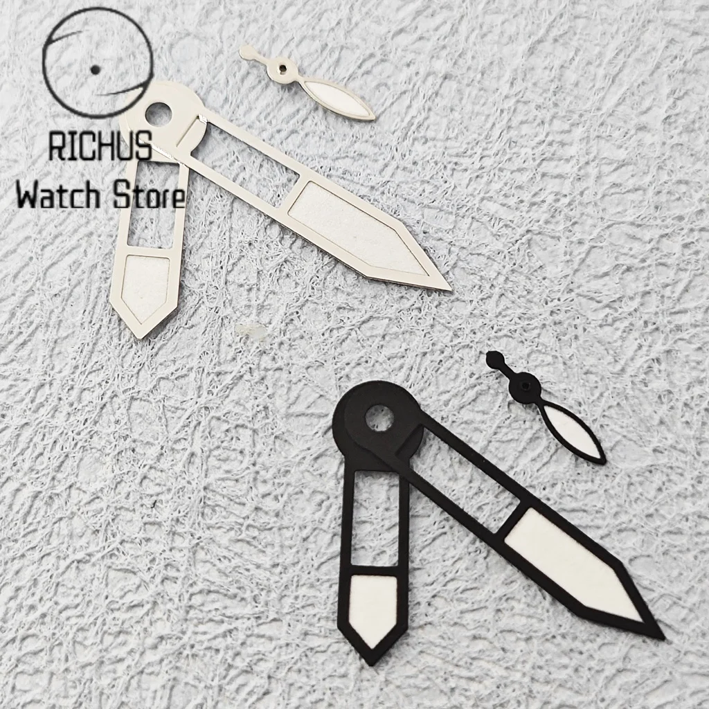 RICHUS ETA6497 Silver/Black Watch Hands Green Luminous Fit ETA 6497 6498 ST3600 3620 Movement Watch Accessory Part
