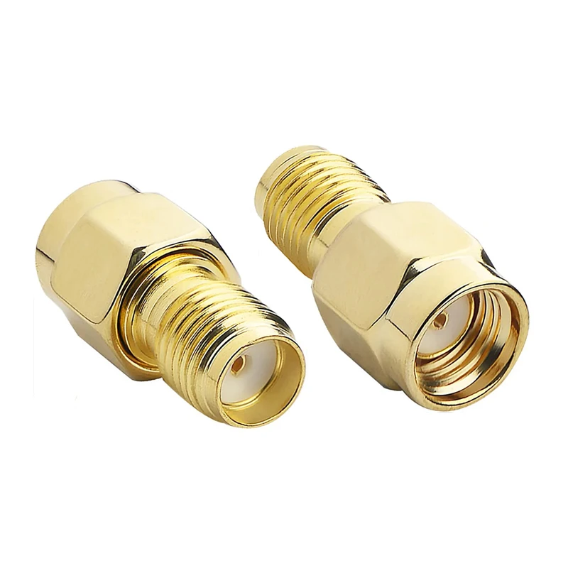 1PC RP-SMA RP SMA Male to SMA Female Plug Socket Brass Straight Coaxial RF Adapter
