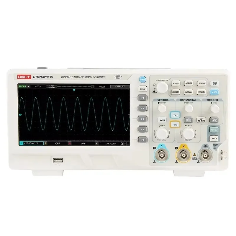 UNI-T UTD2102CEX+ Digital Storage Oscilloscope 100mHz 2 Channels Portable Automotive Oscilloscope USB 7 Inches TFT LCD 1GSa/S