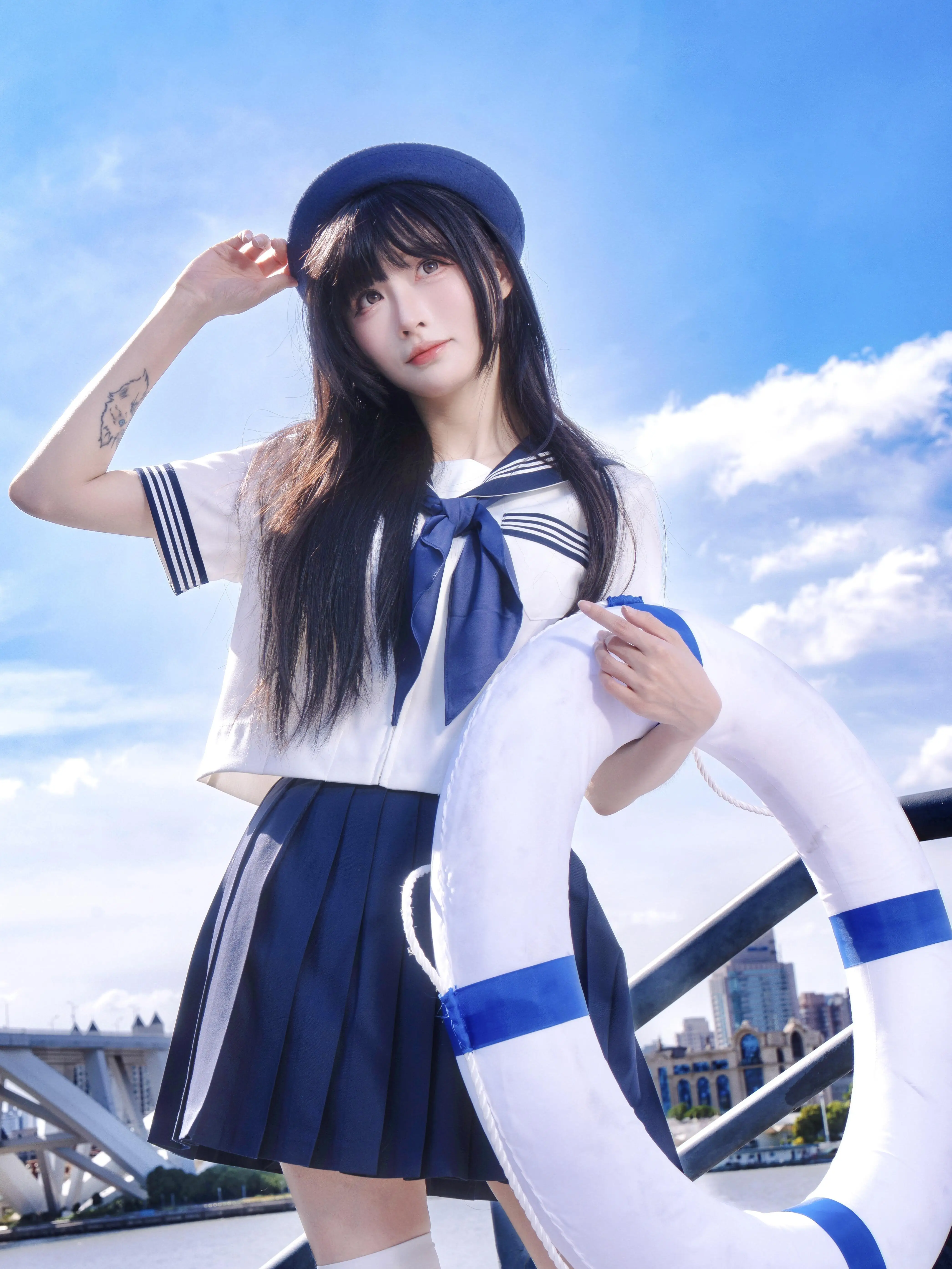 

Original Japanese Style Uniform Short Skirt Set Navy Collar Sailor Suit School Uniform Sensation Deep Purple Color Summer Outfit