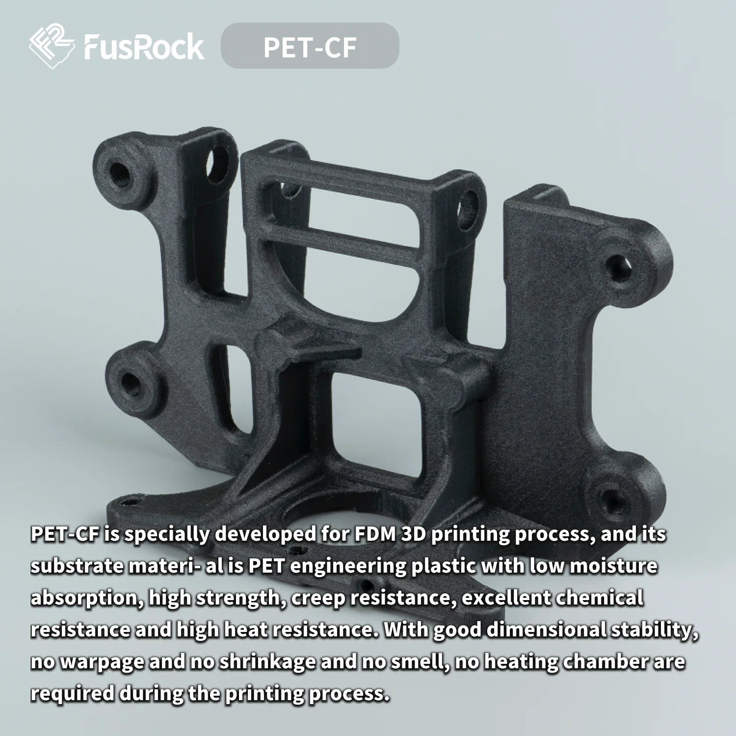 FUSROCK PET-CF carbon fiber reinforced 3D printing Filaments 15% chopped carbon fiber reinforced  Polyethylene Terephthalate