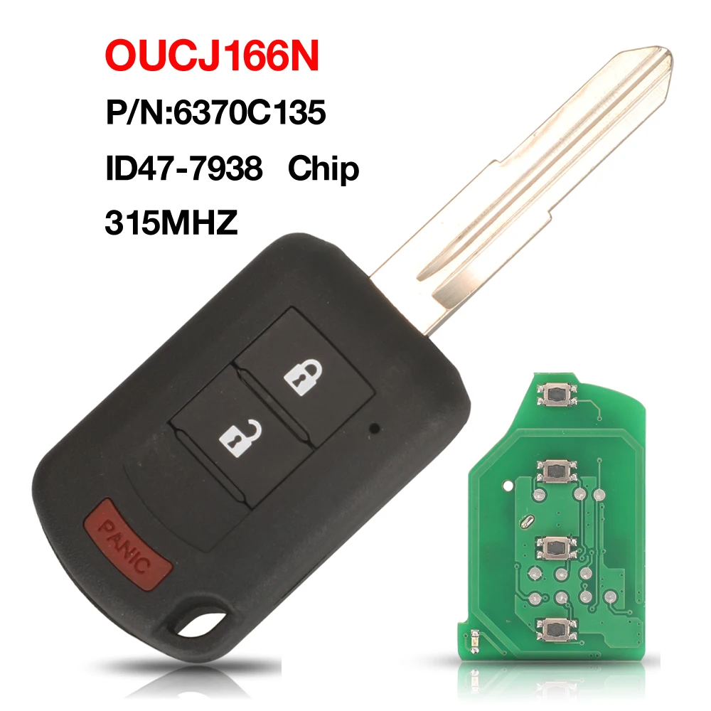 

jingyuqin Remote ID47/PCF7938Chip 315MHz 6370C135 Control Car Key For Mitsubishi Eclipse Cross 2018-2020 OUCJ166N