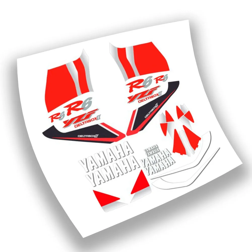 Motorbike road compatible sticker kit Red and White Yamaha YZF R6 1999-2000