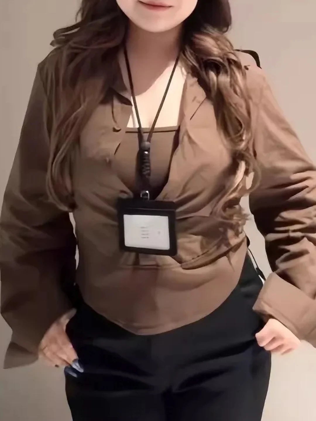 

plus Size Korean Style Long Sleeve Shirt Women's Summer New Unique Beautiful Fake Two-Piece Top Ins Breathable Polyester Fiber