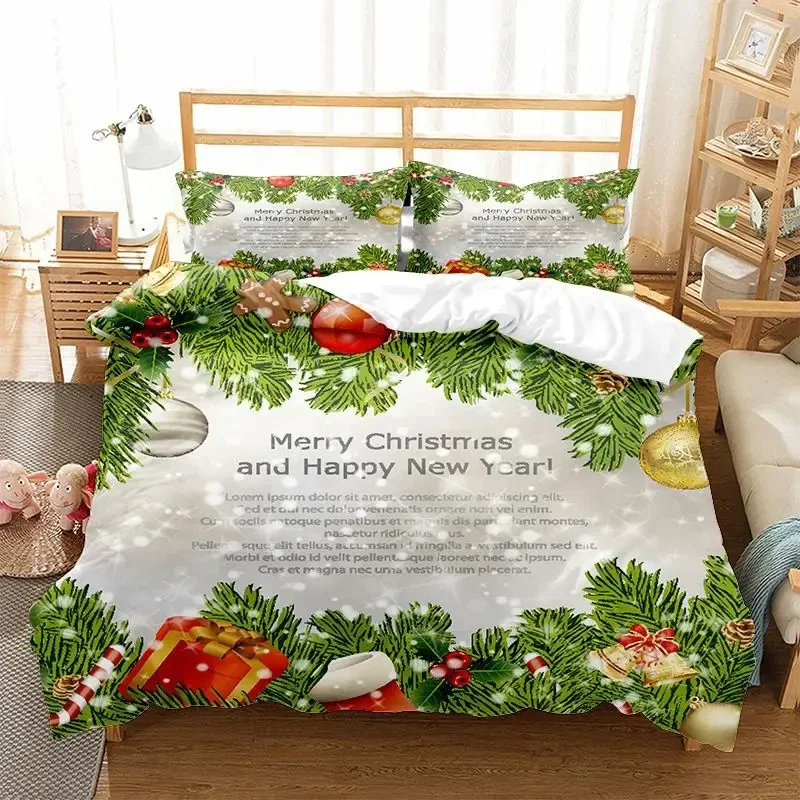 Christmas Bell Bedding Set Duvet Cover Pillowcases Full Queen King for Adults Kids 3D Customize Text Bedding Set with Pillowcase