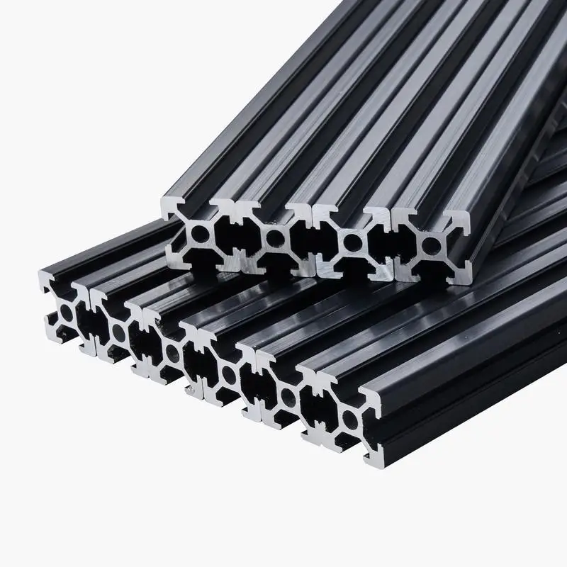 Lot de 10 profilés en aluminium, profilé en aluminium extrudé 2020 à rainure en T de 1000 mm, rail linéaire anodisé selon la norme européenne, profil à rainure pour imprimantes 3D, machines CNC, bricolage, gravure laser, noir