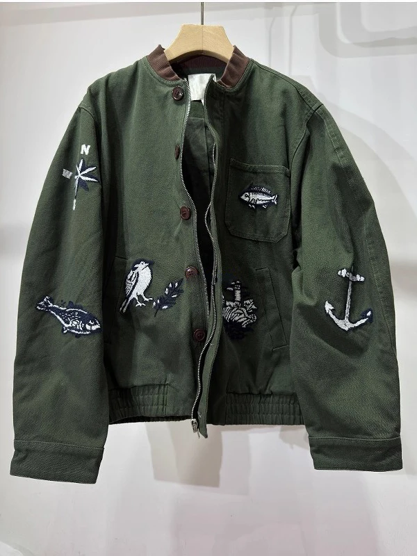 

Large Size 2300 Pou Design Sense Flng Bird Big Fi Embroidery ex Trendy Brand Autumn Winter New Sle Baseball Jaet